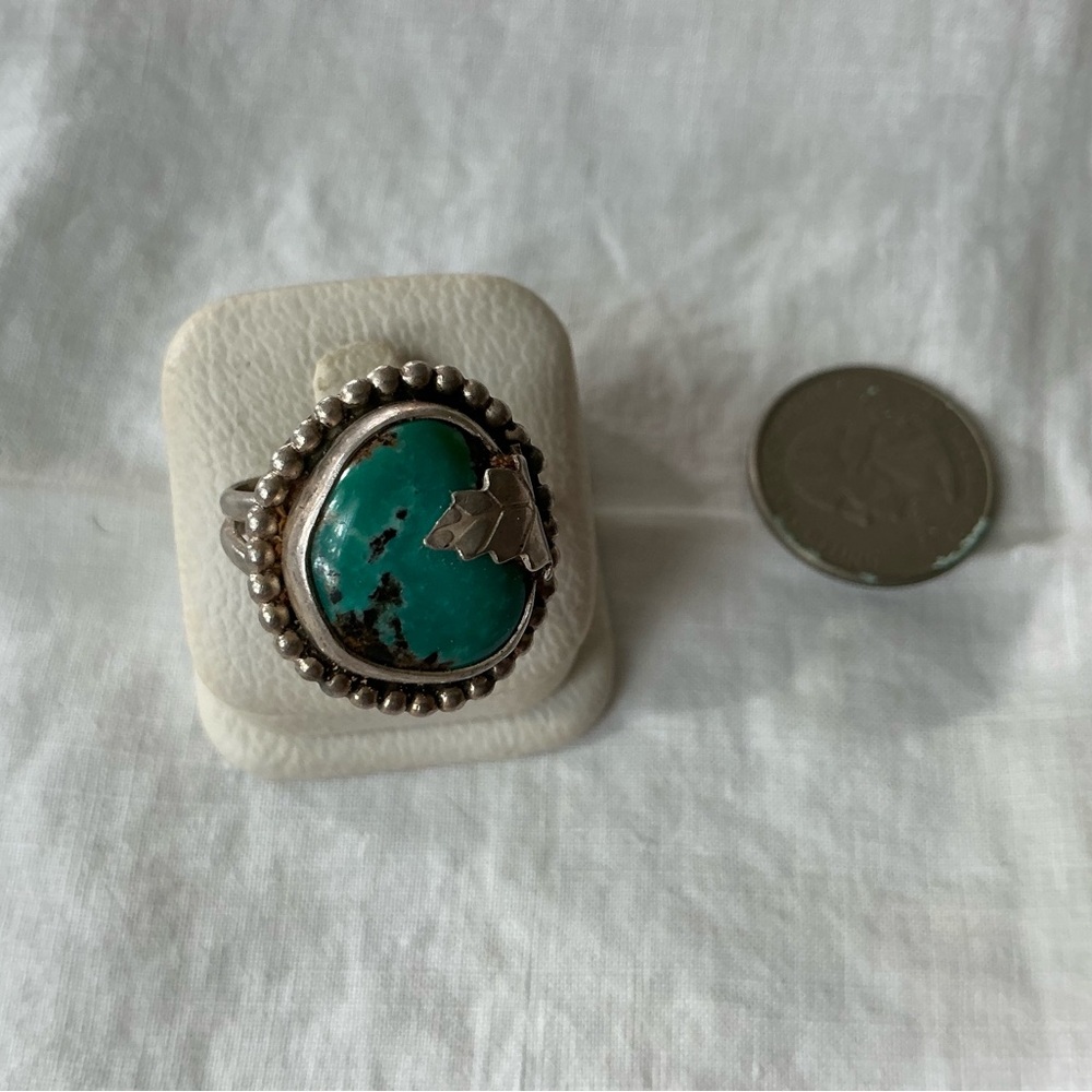 Silver Turquoise Teardrop Statement Ring (C650)